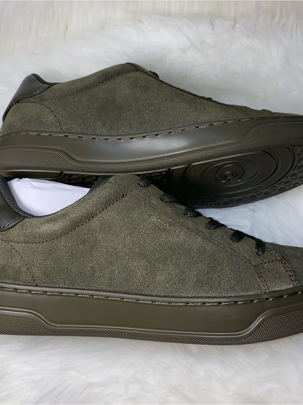 Coach High Line Sneaker Suede size 9.5 woman New with box Olive color - Picture 5 of 10